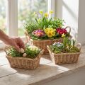 Kosz na rośliny prostokątny wiklinowy naturalny 39/33/27cm, zestaw 3 szt | Floristik24.pl