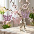 Dekoracyjny wieszak motylki fioletowy/różowy/różowy 12cm 12szt | Floristik24.pl