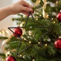 Duże, czarne, brokatowe, wiszące gwiazdki, Ø24 cm, dekoracje świąteczne i imprezowe, zestaw 6 sztuk | Floristik24.pl