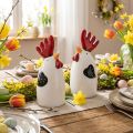 Ceramiczny Kurczak Czerwony Biały Kogut Dekoracja Stołu 7×6×15cm 2 szt | Floristik24.pl