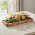 Dekoracyjna taca podłużna, drewno akacjowe, wykończenie naturalne, 40×15 cm | Floristik24.pl
