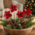 Drewniane paliki do kwiatów, czerwone, dekoracyjne, 9-12cm, 45cm, 15 sztuk. | Floristik24.pl