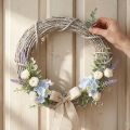 Wieniec dekoracyjny, bielony, na drzwi, shabby chic, Ø42cm, gałązki naturalne, styl rustykalny | Floristik24.pl