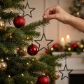 Błyszczące wiszące ozdoby w kształcie gwiazdek, czarne, świąteczne, Ø7,5 cm, zestaw 40 sztuk do dekoracji świątecznych | Floristik24.pl