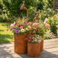 Donica dekoracyjna patynowana metalowa z kranem wys. 25/37/43cm kpl. 3 szt | Floristik24.pl