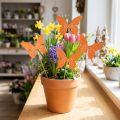 Drewniany motylek w kształcie kwiatka kolorowy 9cm/29cm 12szt | Floristik24.pl