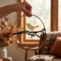 Metalowa dekoracja okienna w kształcie ptaka, Ø22,5 cm, jesienna ozdoba wisząca, elegancka dekoracja ścienna | Floristik24.pl