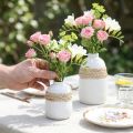 Wazon na kwiaty biały ceramiczny wazon stołowy z trawy morskiej wys. 10,5 cm 2 szt. | Floristik24.pl