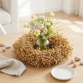 Wianek dekoracyjny boho, wianek dekoracyjny z lnu, naturalny wianek, suchy, Ø28cm | Floristik24.pl