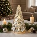 Mini choinka z lampkami LED, srebrno-złota, 28 cm | Floristik24.pl