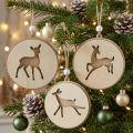 Wisiorek z jeleniem, medalion deco, drewniana ozdoba, adwent Ø9,5cm 6szt. | Floristik24.pl
