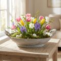 Dekoracyjna miska w stylu shabby chic w kolorze szarego metalu z uchwytami Ø31cm | Floristik24.pl