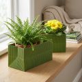 Donica na kwiaty długa żebrowana zielona oliwkowa 24x12cm 6 szt | Floristik24.pl