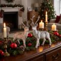 Deco jeleń flokowany/śnieżony 27,5cm 2 szt | Floristik24.pl
