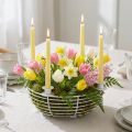 Świecznik w białej dekoracyjnej misce metalowej Ø14cm W7cm | Floristik24.pl