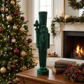 Figurka Dziadka do Orzechów, stojąca, dekoracja świąteczna, flokowana, 77 cm | Floristik24.pl