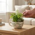 Doniczka ceramiczna z kwiatowym wzorem, dekoracja pokoju, 18 cm | Floristik24.pl