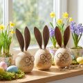 Dekoracyjna figurka w kształcie królika w kształcie jajka, idealna do dekoracji wiosennych i sezonowych, 14 cm, 3 sztuki | Floristik24.pl