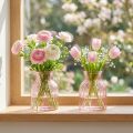 Wazon na kwiaty ze szkła retro, w odcieniu różu, Ø11cm, wys. 14,5cm, 2 sztuki | Floristik24.pl