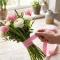 Wstążka prezentowa w jodełkę biało-różowa 25mm 15m | Floristik24.pl