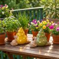 Ceramiczny, dekoracyjny ślimak z oświetleniem LED. Zabawna dekoracja stołu do domu i na balkon. 12 cm, 2 sztuki. | Floristik24.pl