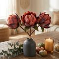 Kwiaty sztuczne Protea ozdobne czerwono-pomarańczowe 34cm 3szt. | Floristik24.pl