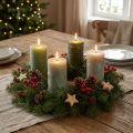 Zestaw świec filarowych, 3 kolory, zielony, świece w jednolitym kolorze, dekoracja stołu, 70x120mm, 12 sztuk | Floristik24.pl