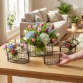 Kosz druciany z uchwytami metalowy czarny 17-32cm zestaw 4 szt | Floristik24.pl