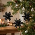 Gwiazdki świąteczne do zawieszenia czarne Ø7,5cm 8 sztuk | Floristik24.pl