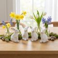 Ceramiczny Zając Wielkanocna Dekoracja Biały Złoty Zając Wielkanocny H7.5cm 4szt | Floristik24.pl