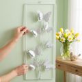 Butterfly Wisząca Wiosna Metal Wall Art Shabby Chic Biały Srebrny H47.5cm | Floristik24.pl