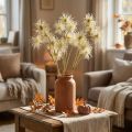 Xanthium sztuczny kwiat kremowy jesienna dekoracja 6 kwiatów 80cm 3szt | Floristik24.pl