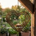 Świecznik na tealight metalowa wisząca dekoracja rdzawa dekoracja serce 22×7×20cm | Floristik24.pl
