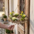 Drewniany wianek do zawieszenia z haczykiem z drewna brzozowego Ø35cm - Naturalna dekoracja na wiosnę, makrama, kwiaty i zioła | Floristik24.pl