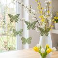Wieszak dekoracyjny motyl zielony brokat 8cm 12 szt | Floristik24.pl