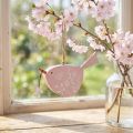 Dekoracyjny ptak wiosenna dekoracja wisząca dekoracja drewniana różowa 15×8,5cm | Floristik24.pl