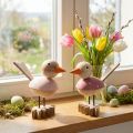 Drewniana figurka ptak deco dekoracja okna wiosna różowa W15cm 2szt | Floristik24.pl