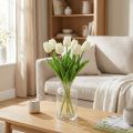 Sztuczne Tulipany Biało-kremowe Real Touch 38cm 7 szt | Floristik24.pl