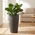 Doniczka plastikowa podłogowa antracytowa Ø28cm wys. 46,5cm | Floristik24.pl
