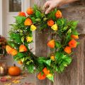 Sztuczny wianek z miechunki, pomarańczowo-zielony, Ø28 cm, jesienna dekoracja | Floristik24.pl