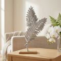 Dekoracja stołu metalowa dekoracja paproć srebrna drewno wys. 54 cm szer. 37 cm | Floristik24.pl