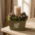 Drewniana skrzynka na rośliny, styl shabby chic, zielona, 11×14,5×14 cm | Floristik24.pl