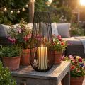Świecznik czarny ozdobny lampion z uchwytem Ø22cm W52cm | Floristik24.pl
