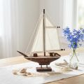 Dekoracja łodzi żaglowej statek drewno sosnowe brązowy 32×5×41cm | Floristik24.pl