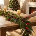 Girlanda z zielonej jodły thuja z owocami, dekoracyjna zawieszka, dekoracja świąteczna, świąteczna girlanda sztuczna, długość 175 cm | Floristik24.pl