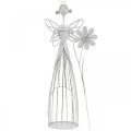 Floristik24 Wiosenna dekoracja, kwiatowa wróżka, metalowy lampion, wróżka z kwiatem 34,5cm
