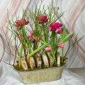Floristik24 Wiosenna dekoracja doniczka owalna metalowa miska na rośliny z uchwytami vintage 28×15cm