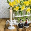 Floristik24 Dekoracja wiosenna, metalowy świecznik z kwiatami, dekoracja ślubna, świecznik, dekoracja stołu