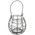 Floristik24 Latarnia ogrodowa, metalowa, czarna, z lampą wiatrową, Ø14cm, wys. 12,5cm