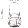 Latarnia ogrodowa ze szklanym świecznikiem, czarna, Ø20cm, wys.18,5cm | Floristik24.pl